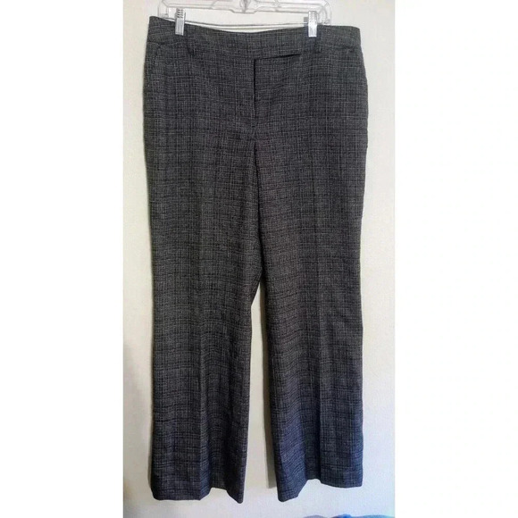 Ann Taylor Factory The Trouser Mid-Rise Dress Pants Check Career Wide Leg Sz 12 - Picture 1 of 5